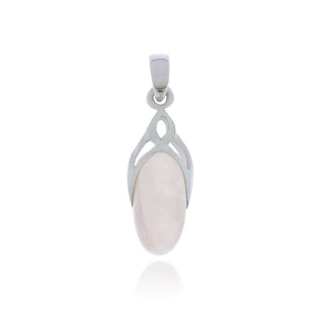SilverGems Zilveren hanger met cabouchon geslepen ovale Rozenkwarts edelsteen