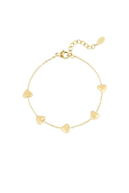 Bella Mar – Armbandje met Hartjes – Goudkleurig – Stainless Steel