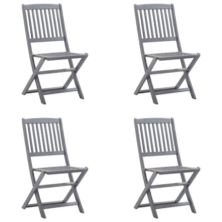vidaXL - Set - van - 4 - klapstoelen - met - kussens, - gemaakt - van - massief - acaciahout.