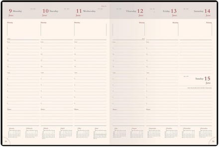 Bureauagenda 2025 - Weekoverzicht - Zwart - Lederlook - Groot formaat