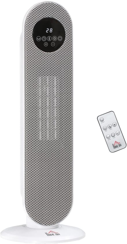 Keramische kachel 2000W - Elektrische verwarming met afstandsbediening - 45° oscillatie - 12h timer - Wit