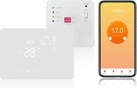 Thermostaat voor cv - Draadloos met Wifi - Met App - Grijs