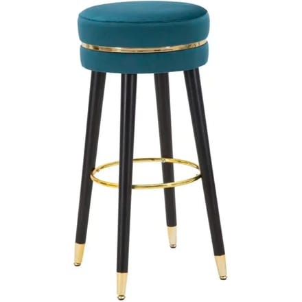 Barkruk Paris Teal/gold Ø 35×74 cm