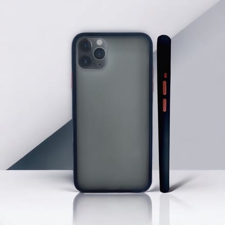 TPU back cover Geschikt voor Apple iPhone 11 Pro Max kleur grijs/zwart met roze knoppen + gratis screenprotector