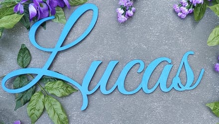 In hout uitgesneden naambord - Gepersonaliseerd - Babyshower kinderkamer - Baby - Decoratie - Kraamcadeau - Blauw