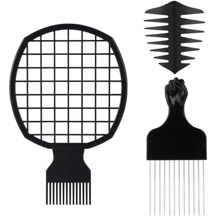 Hair comb 3pcs for 1set Afro Comb Metal Pick Comb Hairstyle tools black