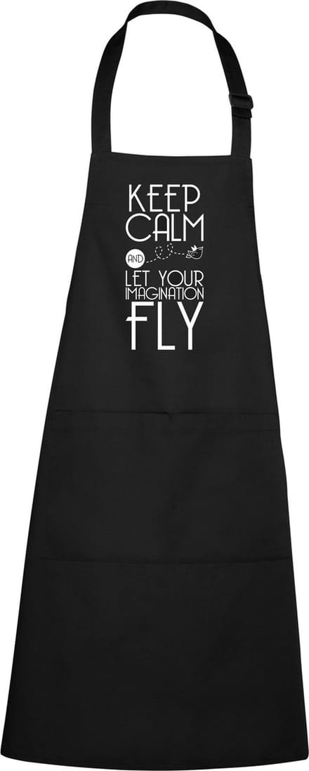 mijncadeautje - Luxe schort - Keep Calm - Let your imagination fly - zwart