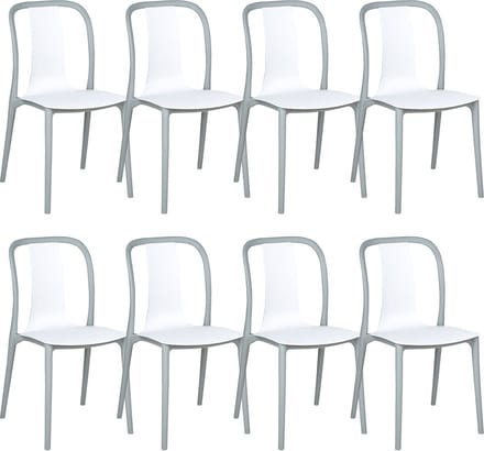 SPEZIA - Tuinstoel set van 8 - Grijs/Wit - Synthetisch materiaal
