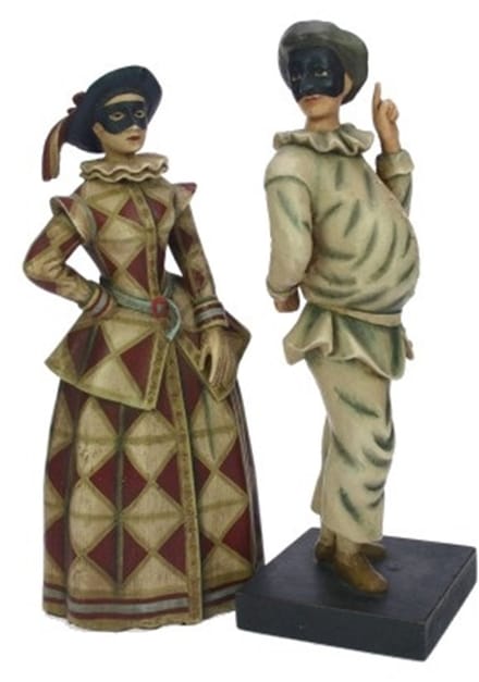 Figuur Venetiaans, 2 assorti 8,9x8,9x27,30/12,x8,25x25cm