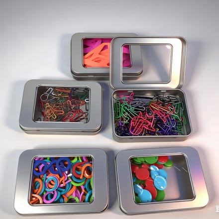 Opbergdozen mini blikjes 8 stuk zilver met