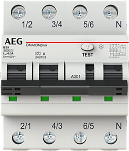 AEG aardlekautomaat 3-polig+nul 25A B-kar 300mA (DMA63NPB25/300)