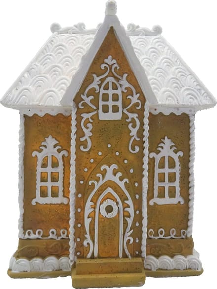 Clayre & Eef Gingerbread house met LED 12x9x15 cm Bruin Polyresin