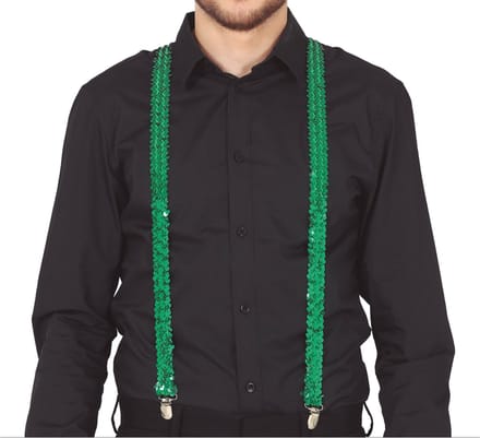 Boland party Carnaval verkleed bretels - pailletten groen - heren/dames - verkleedkleding accessoires
