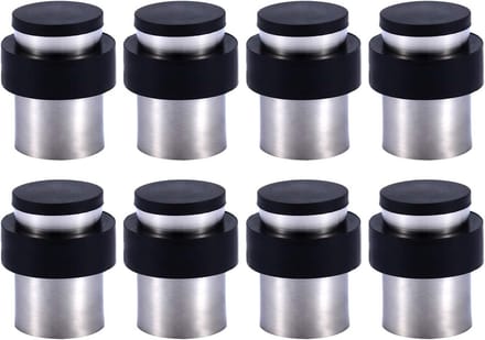 8x RVS Deurstopper Vloer of Muur - Cilindervormig met Rubber - 3 Hoogtes