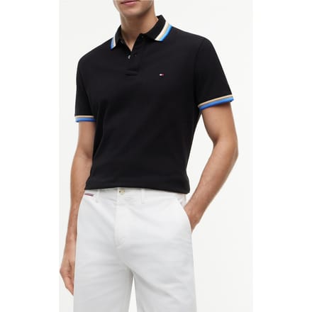Tommy Hilfiger Contrast Collar Cuff Black Maat: M | Poloshirts Outlet | Heren | Zwart