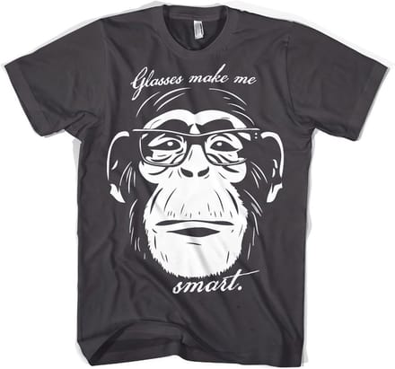 Hybris T-shirt ‘Glasses Makes Me Smart’ donkergrijs