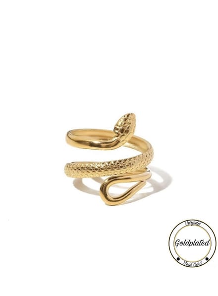 Soraro Slang Ring | Goldplated | Goudkleurig | Snake | Elegante Ring | Dames Ring | Klemring | Vrouwen Cadeau