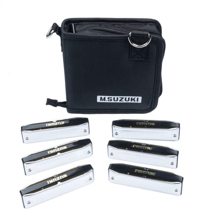 SUZUKI bluesmaster Harp Set 6 Harps incl. softcase - Mondharmonica