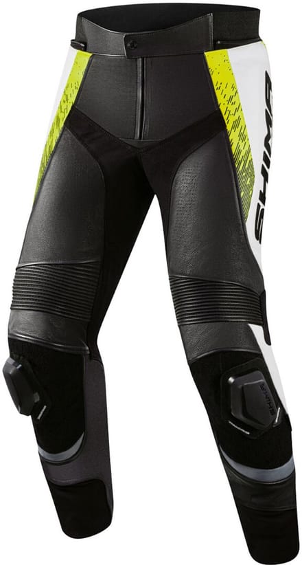SHIMA STR 2.0 Zwart Wit Geel Leren Motorbroek - Broek