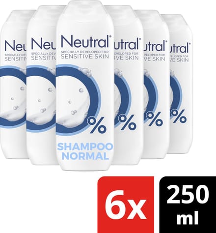 Neutral 0% Shampoo - Normaal - bevat 0% parfum en 0% kleurstof - 6 x 250 ml