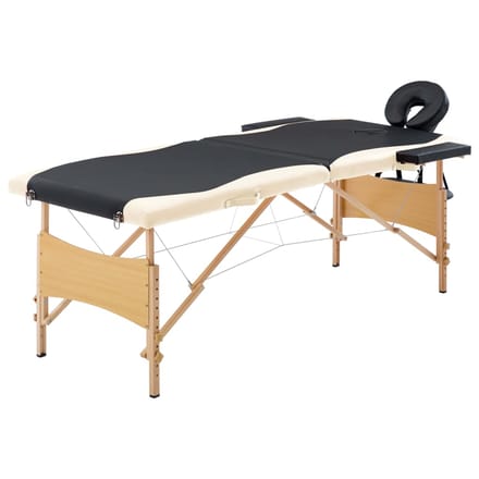 vidaXL - Massagetafel - inklapbaar - 2 - zones - hout - zwart - en - beige