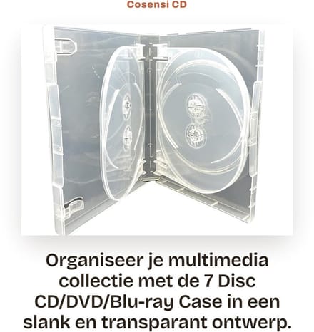 Dailygoods- DVD Case 27mm - 7 Disc Houder - Pack van 5 - Slimme Opbergoplossing - Transparant Ontwerp - Voor CD/DVD/Blu-ray - Multimedia Case