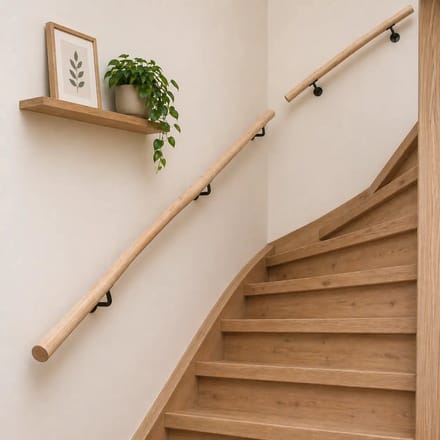Boomstam Trapleuning | Onbehandeld | 100cm | Bijbehorende beugels beschikbaar | Berkenhout