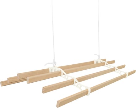 Kledingrek plafond katrol - ivoor - 2m - 6-latten