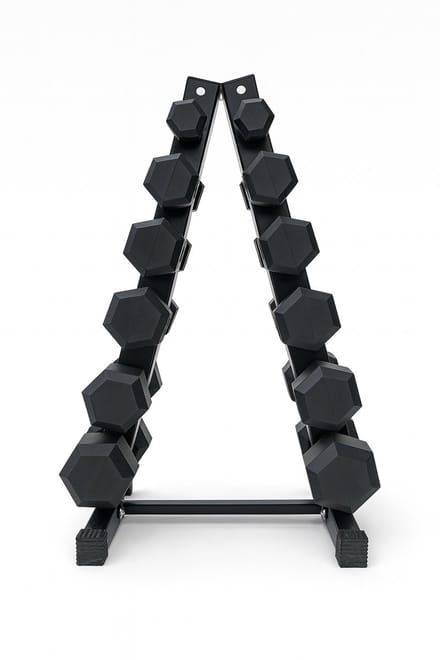 Dumbbelltoren 2.5kg - 15kg inclusief hexagon dumbbells