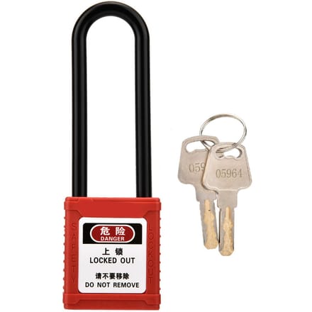 Cadenas de sécurité industriel à long arceau isolé, verrouillage/consignation, verrou d'isolement black