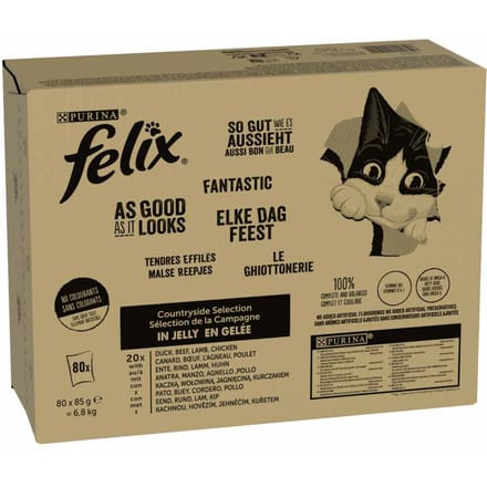 80 x 85 vlees Mix I Rund, Kip, Eend, Lam Felix Kattenvoer