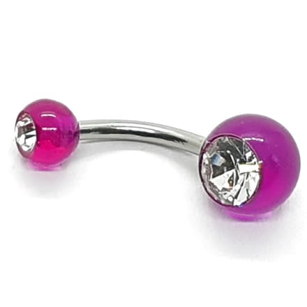 Navel Piercing - Paars Met Steentjes