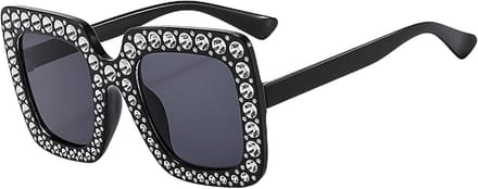 Rhinestone Zonnebril - Dames Zonnebril - Mode Accessoire - Decoratief Vierkant - 14.5 x 4.8cm - Niet gespecificeerd
