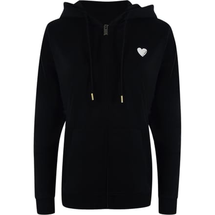 Love Moschino Small White Heart Logo Black Zip Hoodie