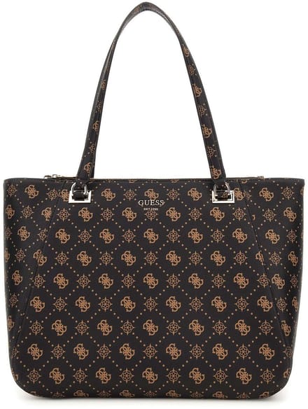 GUESS shopper met laptopvak Calebra Tote Bag Espresso Logo donkerbruin