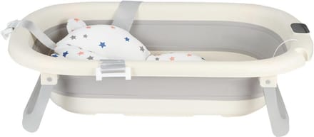 Opvouwbaar Babybad met Temperatuurmeter en Zitkussen, Compact en Antislip