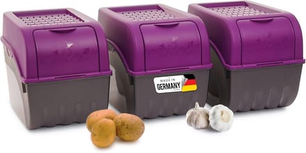 Aardappelbewaardoos | 3X groot 9L | PAARS | Uiendoos | Groentebox stapelbare aardappelbox uienopslag aardappelmand fruitcontainer aardappelbox voedselopslagcontainer