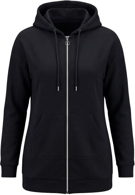 Angel of Style - Dames - Sweatvest oversized capuchon rits - Zwart - Maat 42