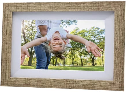 Pora&Co - Digitale fotolijst met WiFi en Frameo App - 8 inch - HD -IPS Display – Licht Bruin/Wit - Micro SD – Touchscreen