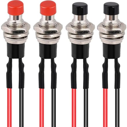 Mini zelfremmende drukschakelaar 7 mm - 4 stuks ON/OFF 2-pins voor auto, boot, Arduino en doe-het-zelf