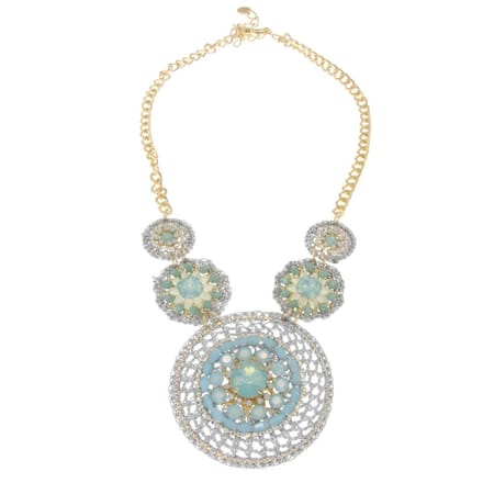 Behave - Korte ketting - Gehaakte cirkels met steentjes - 48 cm