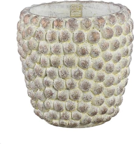 PTMD Bloempot Ruis - 30x30x30 cm - Cement - Creme