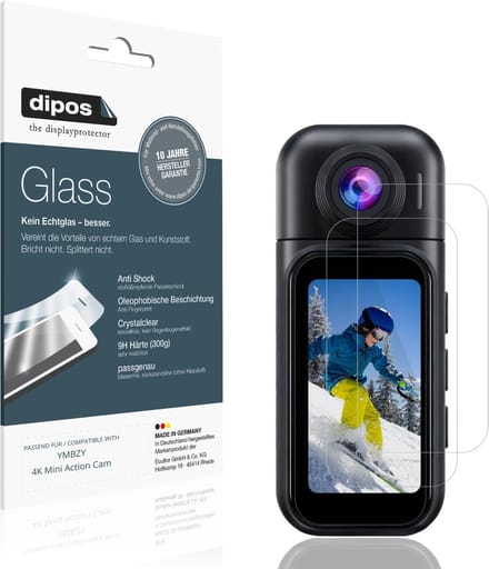 dipos – 2x Pantserfolie geschikt voor YMBZY 4K Mini Action Cam | 9H Screenprotector