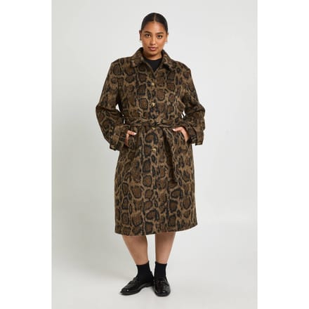 boohoo Dames Plus jasje met luipaardprint en wollen uitstraling | Leopard | Maat: 18