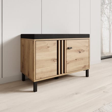 Meubella - Lazuli - Schoenenkast met zitkussen - Eiken - 80x40x57 cm
