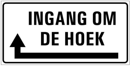 Ingang om de hoek sticker links 300 x 150 mm