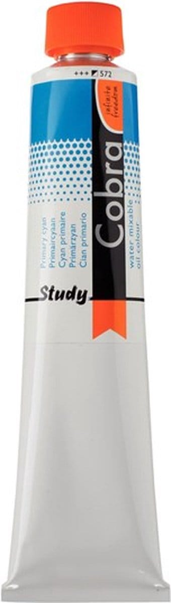 Cobra Study Water Vermengbare Olieverf Tube - Primaircyaan 572 - 200 ml