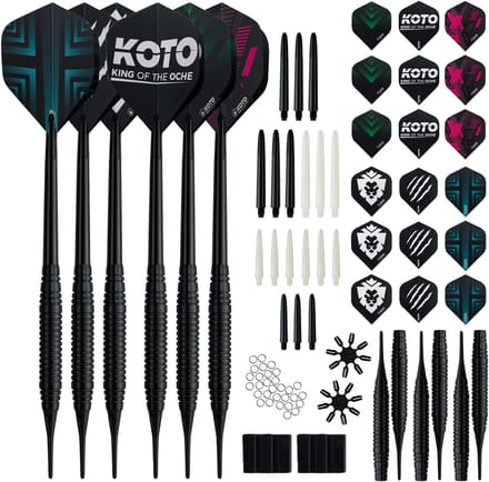 KOTO - Accessory Kit Soft Tip Black 90 Pieces Black Brass Darts - Elektronische Doel & Soft Tip Darts