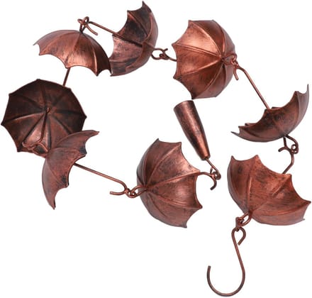 Umbrella Rainchain Set, 3.28ft Copper Rain Chain for Gutters with Adapter, Umbrella Rain Chain Cups To Replace Gutter Downpipe, To Derive Water and