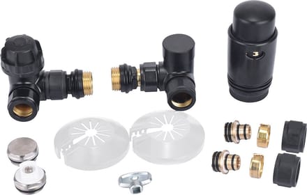 Sanifun luxe therm.rad.aansluitset haaks verkeerd rechts mat-zwart